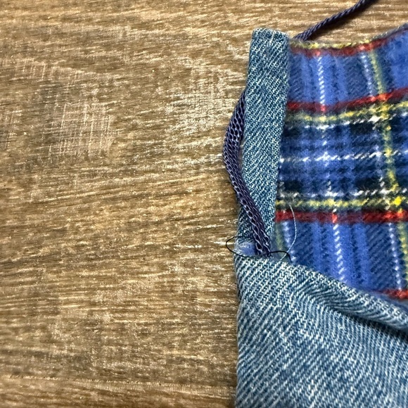 Upcycled Levi’s mini back pocket tote great vintage condition flannel lined - Picture 6 of 14